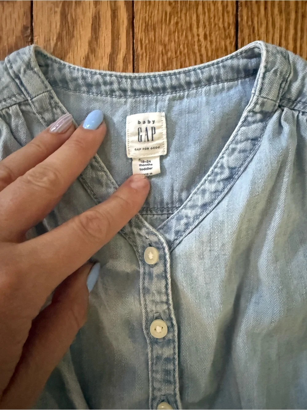 Gap Girls' Light Blue Denim Romper - Size 18-24 Months